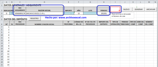 DETRACCIONES PAGO MASIVO - PLANTILLA EN EXCEL