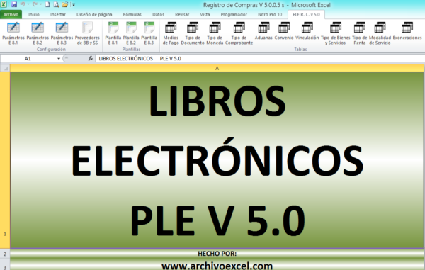 PLE COMPRAS (LIBRO ELECTRÓNICO SUNAT) - PLANTILLA EN EXCEL