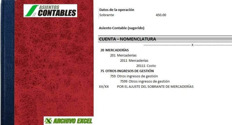 Asiento Contable de Sobrante de Mercaderías