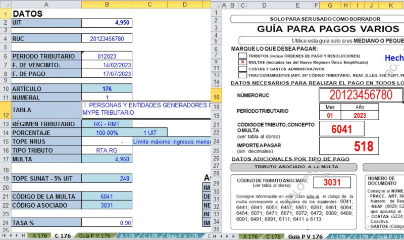 Cálculo de Multa e intereses por Infracciones Tributarias