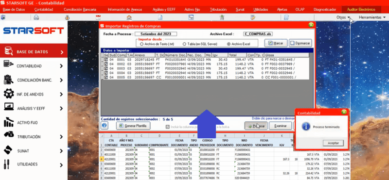 PLANTILLA DE EXCEL PARA CARGA MASIVA DE ASIENTOS CONTABLES DE COMPRAS AL STARSOFT